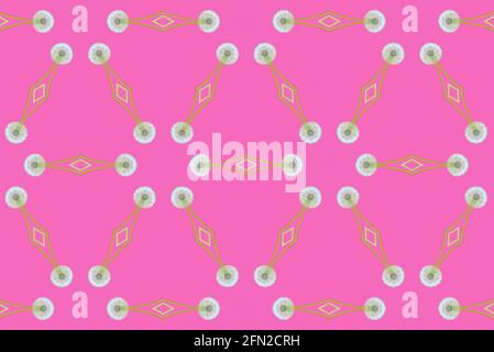 Abstract Seamless Geometric Dandelions Flowers Patterns Kaleidoscope Stock Photo