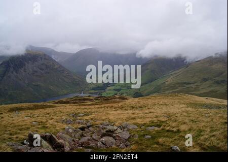 Wasdale Head and Wastwater from Illgill Stock Photo