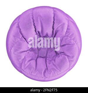 Purple soft fabric armchairbag with a pattern of circles on isolated background. Top view. 3d rendering Stock Photo