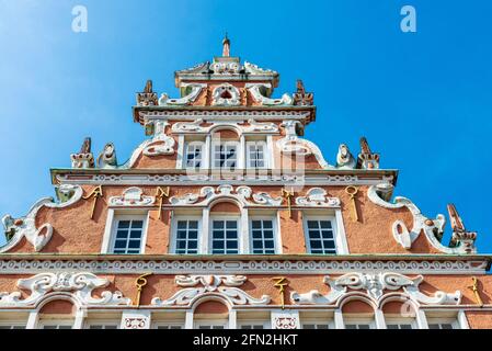 Old classic building of Weser Renaissance style in Hansestadt Stade, Lower Saxony, Germany Stock Photo