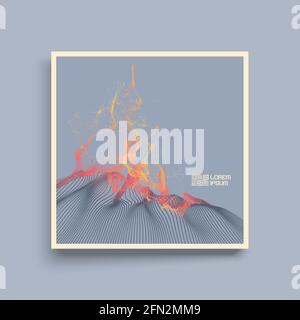 Fire Flame. Splash Imitation. Array with Dynamic Emitted Particles. Textbook, booklet or notebook mockup. Business brochure. Cover design template. Ve Stock Vector