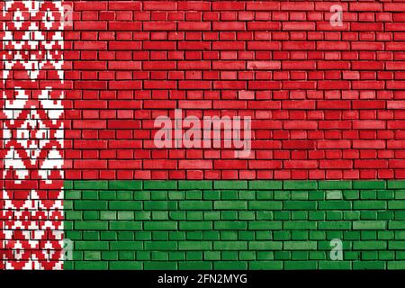 flag of Belarus painted on brick wall Stock Photo
