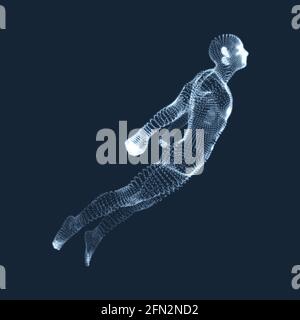 Business, Freedom or Happiness Concept. 3D Model of Man. Human Body Model. Vector Illustration. Stock Vector