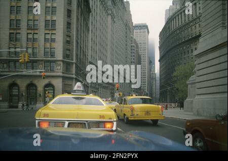 Yellow taxi. New York, USA, 1977 Stock Photo