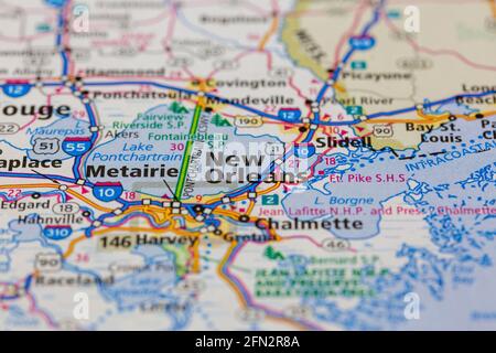 New Orleans Louisiana USA Shown on a Geography map or road map Stock Photo