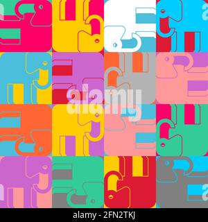 Elephant Geometric pattern seamless. Elephants background. Baby fabric texture Stock Vector