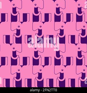 Elephant Geometric pattern seamless. Elephants background. Baby fabric texture Stock Vector