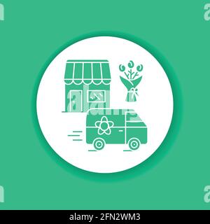 Delivery flower glyph icon. Express shipping. Sign for web page, app. UI UX GUI design element Stock Vector