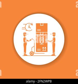 Oversized goods delivery glyph icon. Services loaders sign. Loading and unloading operations. Sign for web page, app. UI UX GUI design element Stock Vector
