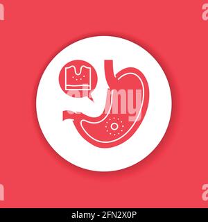 Stomach disease gastritis glyph icon. Gastric inflammation. Human organ concept. Sign for web page, mobile app, button, logo. Stock Vector