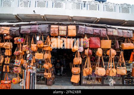 An array of Indian handicrafts on display Stock Photo