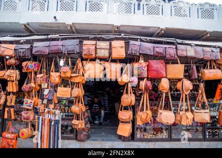 An array of Indian handicrafts on display Stock Photo