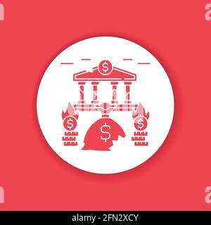 Banking crisis color icon. Markets plunging. Sign for web page, app. UI UX GUI design element. Editable stroke Stock Vector
