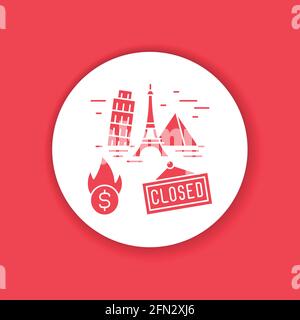 Travel agency closing color icon. Economic risis. Collapse business ...