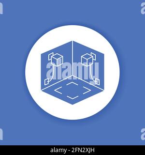 Virtual reality play area black glyph icon. Cyberspace, simulation, interactive. Pictogram for web page, mobile app. UI UX GUI design element. Stock Vector