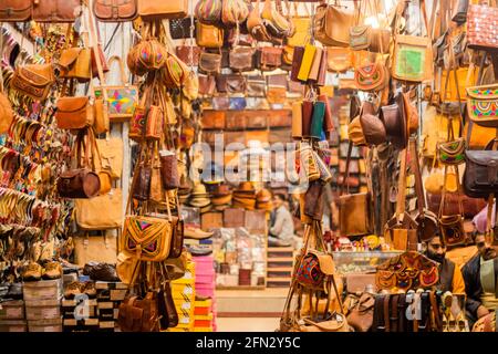 An array of Indian handicrafts on display Stock Photo