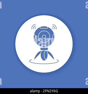 360 degree panoramic video camera on tripod black glyph icon. Innovative digital device. Pictogram for web page, mobile app, promo. UI UX GUI design e Stock Vector