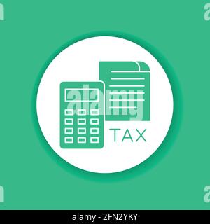 Tax government calculation vector black glyph icon. Report and financial statements. Bookkeeping and accounting. Button for web or mobile app. UI UX u Stock Vector