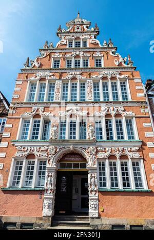 Hansestadt Stade, Germany - August 22, 2019: Old classic building of Weser Renaissance style in Hansestadt Stade, Lower Saxony, Germany Stock Photo