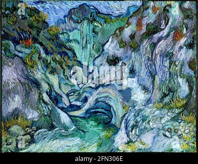 Vincent van Gogh artwork entitled Ravine or Les Peiroulets Ravine. Stock Photo