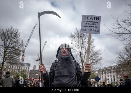 Kill The Bill Protest. Thousands of protesters gather in Hyde Park to demonstrate against a proposed ‘anti-protest’ policing crime bill. London, UK