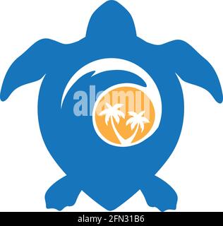 sea waves inside turtle shell, vector Stock Vector