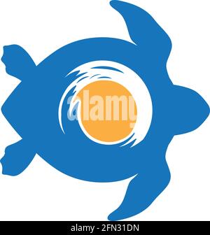 sea waves inside turtle shell, vector Stock Vector