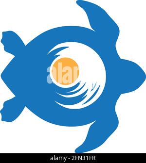 sea waves inside turtle shell, vector Stock Vector