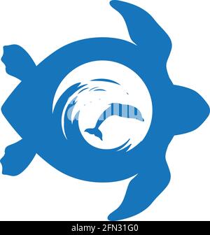 sea waves inside turtle shell, vector Stock Vector