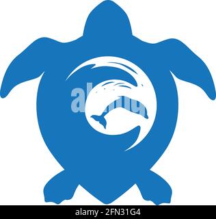 sea waves inside turtle shell, vector Stock Vector