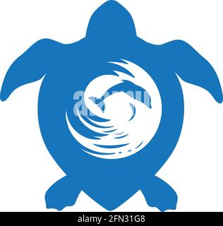 sea waves inside turtle shell, vector Stock Vector