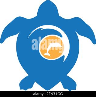 sea waves inside turtle shell, vector Stock Vector