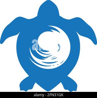 sea waves inside turtle shell, vector Stock Vector
