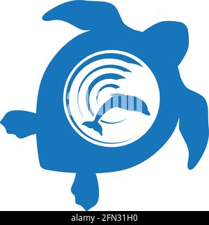 sea waves inside turtle shell, vector Stock Vector