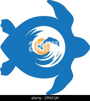 sea waves inside turtle shell, vector Stock Vector