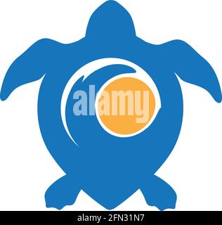 sea waves inside turtle shell, vector Stock Vector