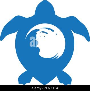 sea waves inside turtle shell, vector Stock Vector