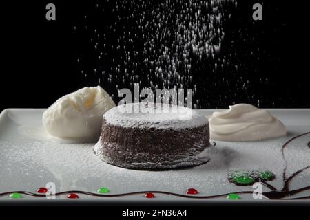 souffle dessert in a white plate. front view Stock Photo