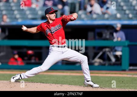 CLEVELAND, OH - MAY 11: James Karinchak (99) of the Cleveland Indians  celebrates after retiring the side in the eighth inning of a game against  the Ch Stock Photo - Alamy