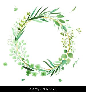 Hand-drawn watercolor floral wreath frame made in vector. Stock Vector