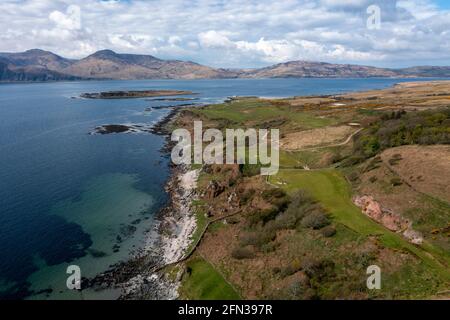 Ardfin golf course on the Ardfin Estate, Isle of Jura, Inner Hebrides, Scotland. The course is owned by Greg Coffey and designed by Bob Harrison. Stock Photo