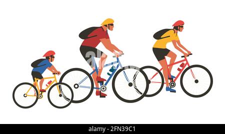 Family Biking Sport Activity Stock Vector