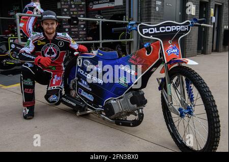 Manchester, UK. 13th May, 2021. MANCHESTER, UK. MAY 13TH. Brady Kurtz - Belle Vue Aces during the Belle Vue Aces Media Day at the National Speedway Stadium, Manchester on Thursday 13th May 2021. (Credit: Ian Charles | MI News) Credit: MI News & Sport /Alamy Live News Stock Photo