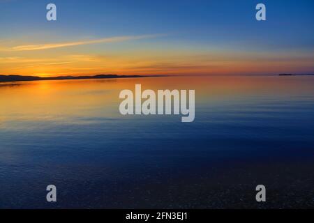 Lake Champlain Sunset at Shelburne Farms, Vermont Stock Photo