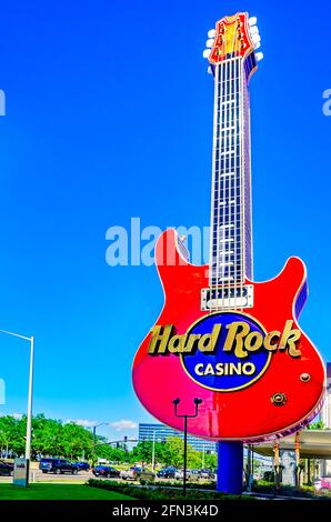 Hard Rock Hotel and Casino is pictured, May 8, 2021, in Biloxi, Mississippi. Hard Rock Hotel and Casino was founded in Las Vegas in 1995. Stock Photo