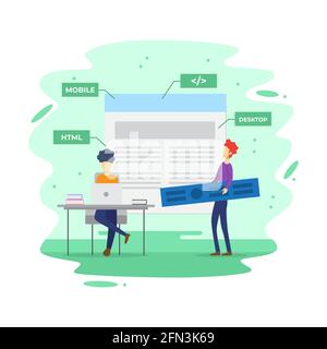 Flat Modern Information Technology Building Vector Illustration Stock Vector