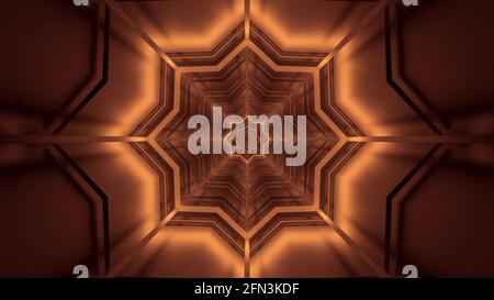 Rendering of geometric shapes and brown lights - great for sci-fi wallpapers Stock Photo