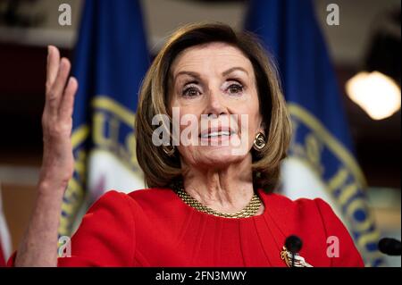 Washington, United States. 13th May, 2021. House Speaker Nancy Pelosi (D-CA) speaks at her weekly press conference. Credit: SOPA Images Limited/Alamy Live News Stock Photo