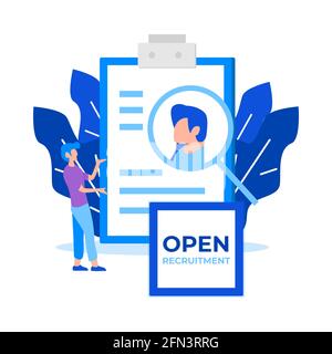 Open Recruitment concept illustration , perfect for banner, mobile app, landing page and website vector Stock Vector