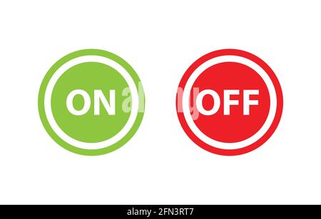circle green on and red off icon button vector for website design, web button, mobile app illustration Stock Vector